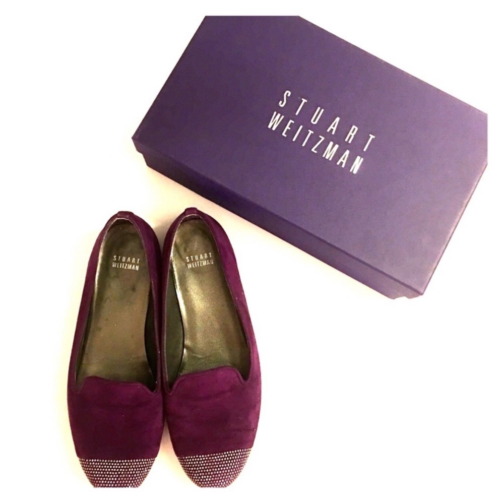 STUART WEITZMAN PURPLE VELVET SLIPPERS